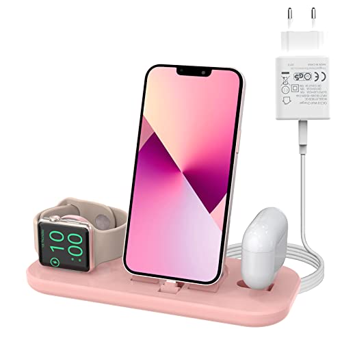 Aimtel 3 in 1 Apple Watch Ultra Ladestation Kompatibel mit iWatch Ladegerät Series 8/7/6/SE 2/SE/5/4/3/2,Tragbare Ladestation für iPhone 14 13 12 11 Pro Max/XS/XR/X/8+ AirPods Pro 2 mit 12W Adapter von Aimtel