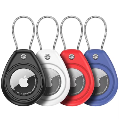 Aimtel 4 Stück Air Tag Anhänger Kompatibel mit Apple Air Tag Schlüsselanhänger,IPX8 Wasserdicht Air Tag Hülle mit Drahtkabel Air Tag Lock Schlüsselring Halter für Schlüssel, Gepäck, Rucksack Aimtel 4 Stück Air Tag Anhänger Kompatibel mit Apple Air Tag Schlüsselanhänger,IPX8 Wasserdicht Air Tag Hülle mit Drahtkabel Air Tag Lock Schlüsselring Halter für Schlüssel, Gepäck, Rucksack von Aimtel