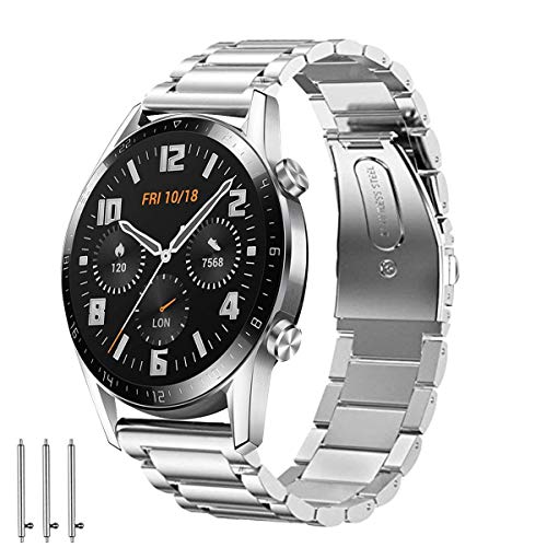 Aimtel Armband Kompatibel mit Huawei Watch GT 2/GT3 46mm Armband/Huawei Watch 3 Armband,22 mm Edelstahl Metall Ersatzarmband für Huawei GT 2/GT 2e/H GT/GT 2 Pro/Active/Huawei Watch 3/3 Pro/4/4 Pro von Aimtel