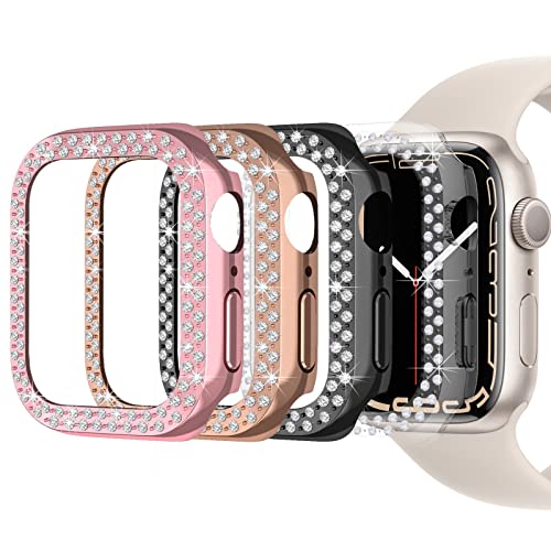 Aimtel Hülle kompatibel mit Apple Watch Series 9/8/7 45mm,Härte PC Bling Hüllen mit Crystal Diamond Schutzhülle Bumper für Apple Watch 8/7 45mm [4 Stück] von Aimtel