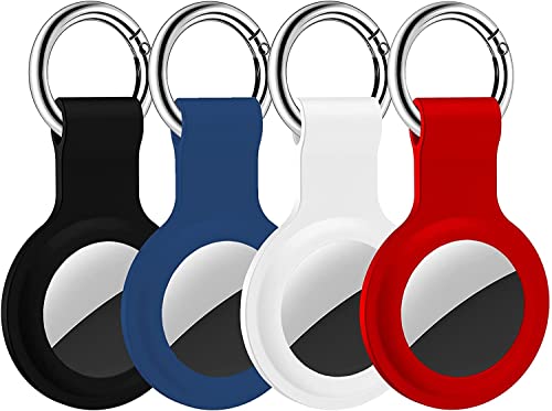 Aimtel Schlüsselbund Kompatibel mit Airtags Hülle Apple Airtags Fall Airtag Halter AirTag Schlüsselanhänger Air Tags Schutzhülle Schlaufenhalter Silikon für Gepäck Hund Haustier Halsband 4er Pack von Aimtel