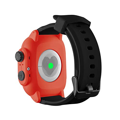 Aimtel Schutzhülle mit Armband Kompatibel mit Apple Watch Armband 44mm Series 6/Series 5/ Series 4, Weich Wasserdicht Silikonarmband mit Schutzhülle für Apple Watch SE/Series 6/5/4 44mm(Schwarz/Rot) von Aimtel