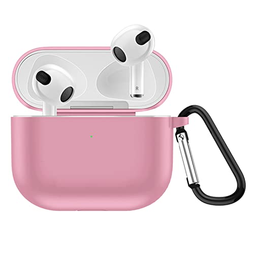 Aimtel Silikon Hülle Kompatibel mit AirPods 3 Hülle, Schutzhülle mit Schlüsselanhänger für AirPods 3rd Generation 2021,Unterstützt Kabelloses Aufladen, Volle Schutzhülle Case Cover für AirPod 3(Rosa) von Aimtel