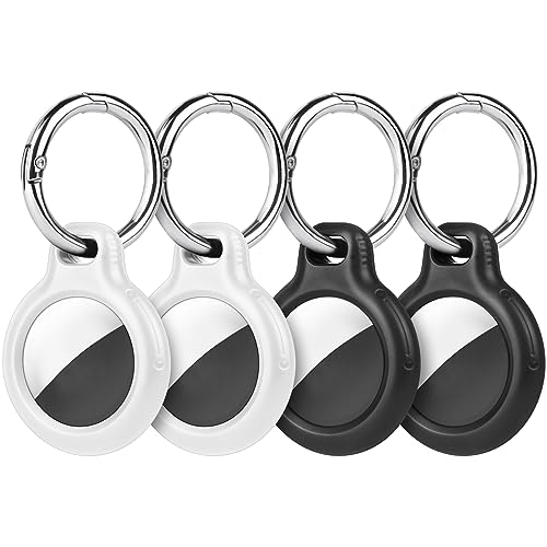 Ainiv AirTag Schutzhülle, 4 Stück Hardcase Keyring Schutzhülle Kompatibel mit AirTags, Schwarz Schutzhülle für AirTags, Mini Apple AirTags Case,Hülle Schlüsselanhänger Case,Cover mit Schlüsselanhänger von Ainiv