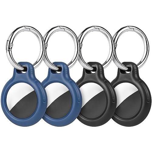 Ainiv AirTag Schutzhülle, 4 Stück Hardcase Keyring Schutzhülle Kompatibel mit AirTags, Schwarz Schutzhülle für AirTags, Mini Apple AirTags Case,Hülle Schlüsselanhänger Case,Cover mit Schlüsselanhänger von Ainiv