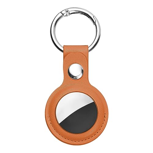 Ainiv AirTag Schutzhülle, Leder Keyring Schutzhülle Kompatibel mit AirTags, Leder Keyring für AirTag, Mini Apple AirTags Case, Leder Hülle Schlüsselanhänger Case, Cover mit Schlüsselanhänger Orange von Ainiv