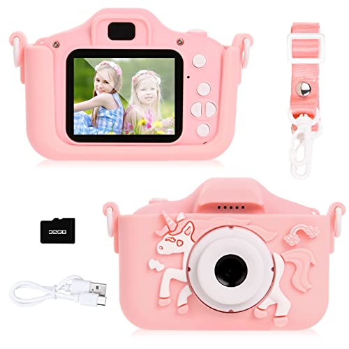 Ainiv Einhorn Kinder Kamera, 20MP Wiederaufladbar Kinder Digitalkamera, IPS-Bildschirm Kamera Kinder, 1080P HD Kamera mit 32G Karte, Kid Video Camcorder, Selfie Kinder für 3+ Jahre Jungen und Mädchen von Ainiv