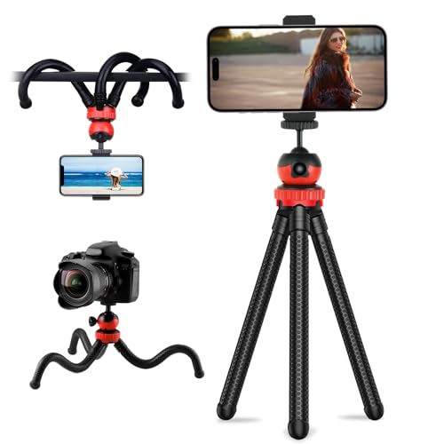 Ainiv Handy Stativ, Mini Stativ für Smartphone und Kamera, Rutschfesten Camera Tripod Kamerastativ für YouTube, Urlaub, Flexibel Handy Stativhalter Kamera Stativ für DSLR Canon Nikon Sony von Ainiv