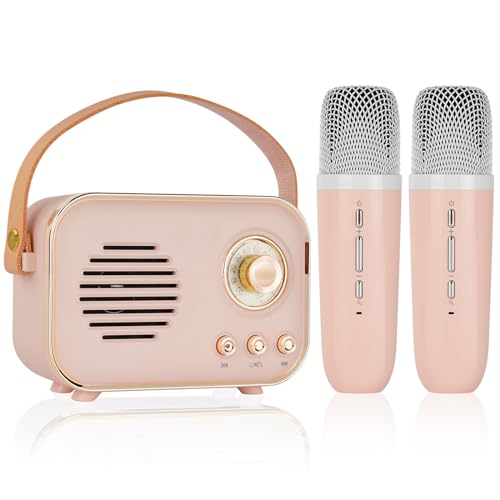 Ainiv Karaoke Maschine mit 2 Drahtlosen Mikrofonen, Tragbares Bluetooth KTV Anlage, Lautsprecher mit Stimme wechselnde Effekte, Karaoke-Player Mikrofon zum Aufladen Kinder Elektronisches Spielzeug von Ainiv