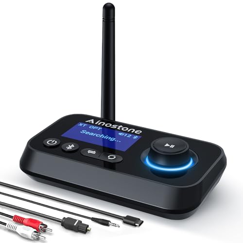 Ainostone Bluetooth 5.3 Sender Empfänger für 2 Kopfhörer 3-in-1 Bluetooth Audio Adapter Low Latency Bluetooth Transmitter mit Bypass Schalter Lautstärkeregelung AUX Optisch RCA für TV Stereoanlage PC Ainostone Bluetooth 5.3 Sender Empfänger für 2 Kopfhörer 3-in-1 Bluetooth Audio Adapter Low Latency Bluetooth Transmitter mit Bypass Schalter Lautstärkeregelung AUX Optisch RCA für TV Stereoanlage PC von Ainostone