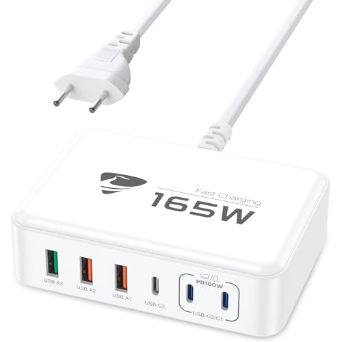 USB C Ladegerät, 165W 6-Port USB Mehrfach Ladegerät, 100W Schnellladegerät USB C PD 3.0 Power Adapter, USB Netzteil für MacBook Pro/Air,iPhone 16/15/14/13,Samsung S24/S23 USB C Ladegerät, 165W 6-Port USB Mehrfach Ladegerät, 100W Schnellladegerät USB C PD 3.0 Power Adapter, USB Netzteil für MacBook Pro/Air,iPhone 16/15/14/13,Samsung S24/S23 von Aione