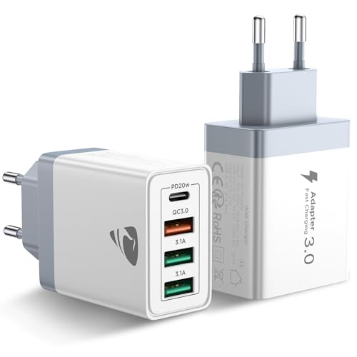 40W USB C Ladegerät, 2Pack 4 Ports Ladegerät Mehrfach mit USB-C und USB-A,Schnellladegerät PD 3.0 Power Adapter Netzteil USBC Stecker für iPhone 16 15 14 13 12 11 X 8 7 6 SE,iPad,Samsung S25 24 23 22 von Aioneus