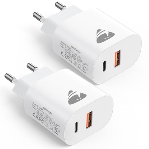 Aioneus 20W USB C Ladegerät, 2 Pack USB C Stecker USB Netzteil iPhone Adapter Mehrfach für iPhone 16 15 14 12 Pro SE iPad Samsung S24 S23, Schnellladegerät Handy USB Charger Ladestecker Netzstecker von Aioneus