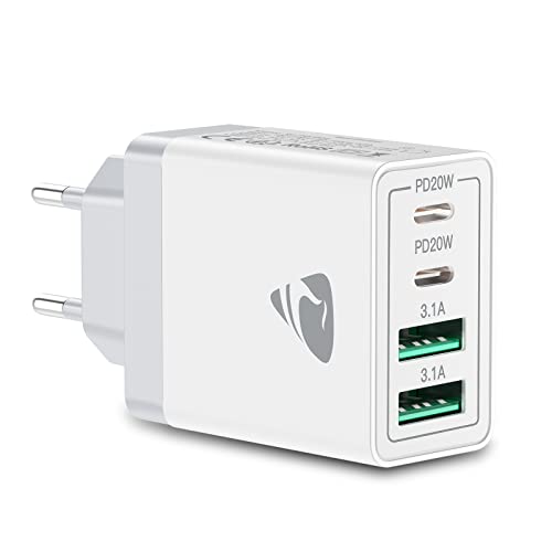 Aioneus USB C Ladegerät, 4 Ports Mehrfach Ladegerät mit USB-C und USB-A, 40W Schnellladegerät PD 3.0 Power Adapter USB Netzteil für iPhone 15 14 Pro Max 13 12 11 SE 2020 XS XR 8 7, Samsung, Handys von Aioneus