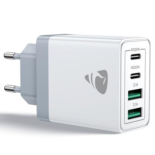 Aioneus USB C Ladegerät, 4 Ports Mehrfach Ladegerät mit USB-C und USB-A, 40W Schnellladegerät PD 3.0 Power Adapter USBNetzteil für iPhone 16 15 14 Pro Max 13 12 11 SE 2020 XS XR 8 7, Samsung, Handys von Aioneus