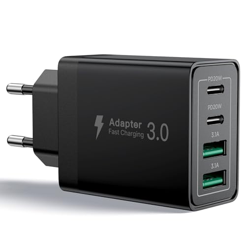 Aioneus USB-C-Ladegerät, 40 W, 4 Ports, USBC, Schnellladegerät, iPhone, 3,1 A PD+QC Typ C, Multi-Sektor, Ladegerät für iPhone 15 14 13 12 11 Pro Max X XS XR 8 7 6S Plus Mini SE, iPad, Samsung von Aioneus