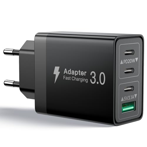 Aioneus USB C Ladegerät, 40W 4 Ports USB C Netzteil Schnellladegerät PD Power Adapter+QC USB A Mehrfach Ladegerät für iPhone 16 15 Pro Max 14 Plus 13 Pro 12 Mini 11 XS XR SE 8,Samsung, Handys Stecker von Aioneus