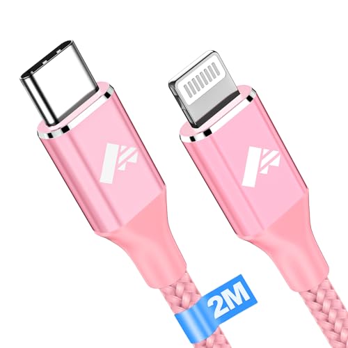 Aioneus USB C Lightning Kabel 2M, [Certifié MFi] Lightning Kabel USB C Nylon iPhone Ladekabel Charge Rapide Power Delivery für iPhone 14/14 Pro/14 Pro Max /13/12/11,Rosa von Aioneus
