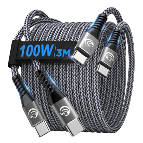 Aioneus USB C auf USB C Kabel [2Stück 3M+3M] 100W/5A Schnellladekabel USB C auf USB C Kabel PD Typ C Ladekabel für iPhone 16 15 Pro Max,MacBook Pro/Air,Samsung S24 S23 S22,iPad Pro,iPhone 16 Ladekabel von Aioneus