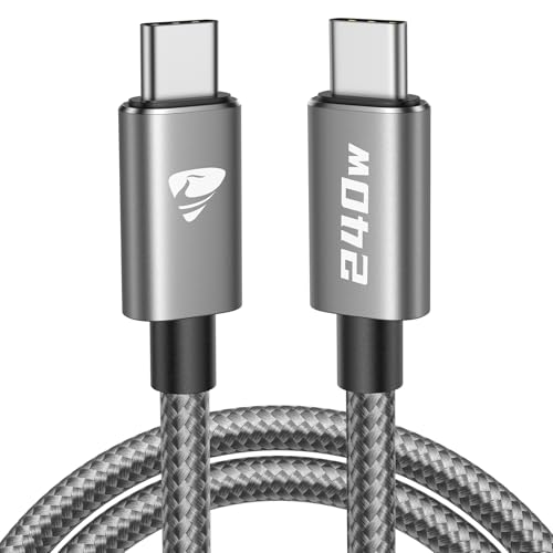 USB C Kabel 240W USB C auf USB C Kabel 2M PD Schnellladekabel USB C auf USB C Nylon Geflochten USB C Ladekabel für iPhone 16 15 Pro Max Samsung Galaxy S24 S23 Ultra, MacBook Pro/Air,iPad, Pixel,Switch von Aioneus