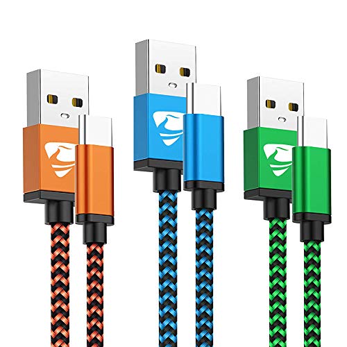 USB C Kabel 3.1A, 2M 3Stück Ladekabel USB C Schnellladekabel Nylon Typ C Kabel für Samsung Galaxy S23 S22 S21 S20 S10 S9 S8, A12 A13 A23 A33 A51 A52s A53 A72, Note 10 9 8, Huawei P30 P20, Sony, Redmi von Aioneus