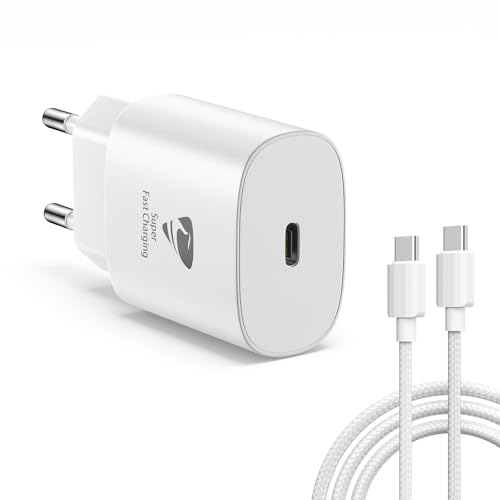 USB C Ladegerät, 25W iPhone Adapter und USB C auf USBC Kabel 2m, USBC Stecker PD 3.0 Netzteil Schnellladegerät für iPhone 16/16 Pro/16 Pro Max/15/14 13 12 11 X, iPad, Samsung, Handy von Aioneus