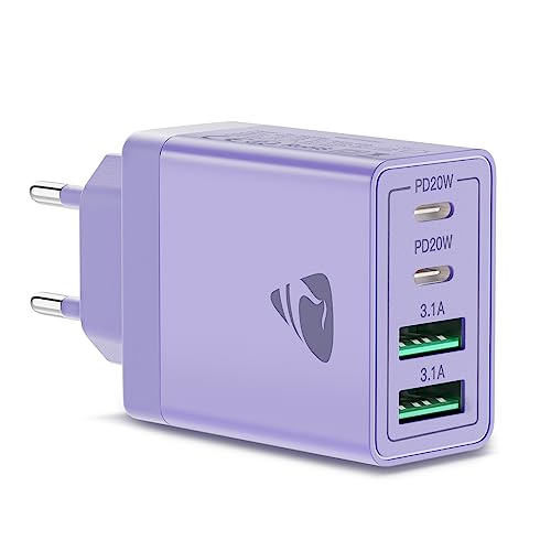 USB C Ladegerät,4-Ports 40W Mehrfach Schnellladegerät USB-C und USB-A,PD 3.0 Power Adapter Stecker Ladeadapter USB C Netzteil für iPhone 14 Pro Max 13 Pro 12 11 SE 2020 XS XR 8 7,iPad,Samsung,Handys von Aioneus