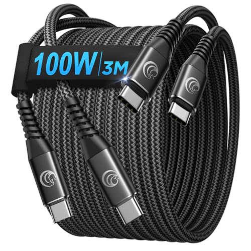 USB C auf USB C Kabel [2Stück 3M+3M] 100W/5A Schnellladekabel USB C auf USB C Kabel Lang Nylon Typ C Ladekabel für iPhone 16 15 Pro Max,MacBook Pro/Air,Samsung S24 S23 S22,iPad Pro iPhone 16 Ladekabel von Aioneus