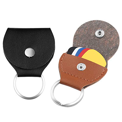 10 Stücke Gitarre Plektren mit 2 Stücke Leder Plektrum Halter Schlüsselanhänger für Akustikgitarre,E-Gitarre,Bass,Ukulele,0.46mm Bunt Celluloid Plektrum von Aipaide