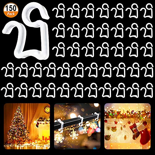 Dachrinnenhaken 150 Stück Kunststoff Lichterkette Haken Weihnacht Licht Clips Mini Hängen Haken für Weihnachten Außen Dekorativer Lichter von Aipaide