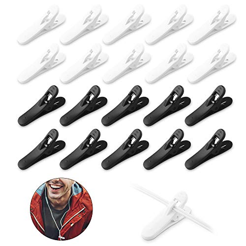 Kopfhörer Kabel Clips 20 Stück Kunststoff Kopfhörer Draht Clip Kabelhalter, Kopfhörer Kabelklemme Kleidung Clip zur Befestigung Schwarz und Weiß von Aipaide