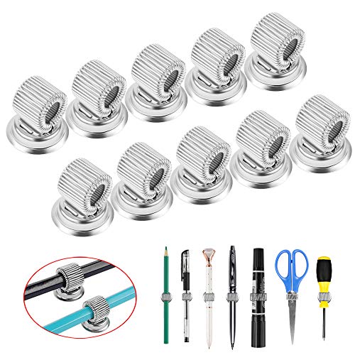 Stifthalter Magnetisch 10 Stück Edelstahl Magnet Stifthalter Clips mit Verstellbarer Federschlaufe für Kühlschrank und Whiteboard von Aipaide