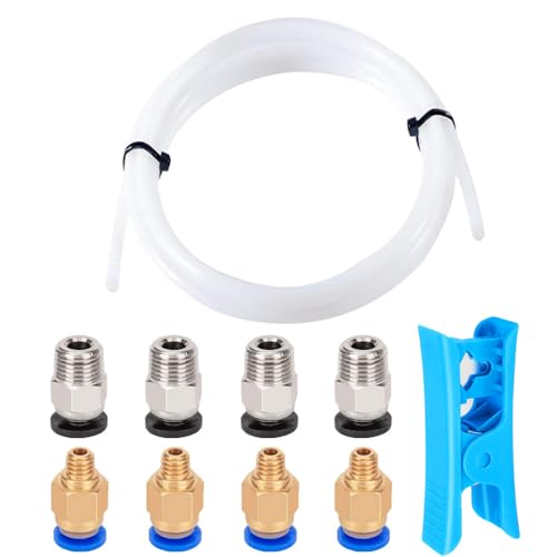 Aiqeer 2 Meter 3D Drucker PTFE Teflonrohr mit Schneider, 4 Stück PC4-M6 Pneumatik Verbinder und 4 Stück PC4-M10 Pneumatik Verbinder Aiqeer 2 Meter 3D Drucker PTFE Teflonrohr mit Schneider, 4 Stück PC4-M6 Pneumatik Verbinder und 4 Stück PC4-M10 Pneumatik Verbinder von Aiqeer