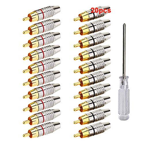 Aiqeer 20 Stück RCA Männlich Steckverbinder, Lautsprecher Audio/Video RCA Stecker, Lötfreier RCA Männlich Stecker Aiqeer 20 Stück RCA Männlich Steckverbinder, Lautsprecher Audio/Video RCA Stecker, Lötfreier RCA Männlich Stecker von Aiqeer