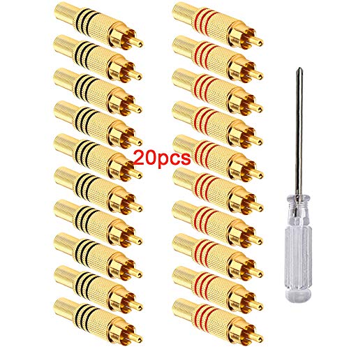 Aiqeer 20 Stück RCA Männlich Steckverbinder, Vergoldeter Lautsprecher Audio/Video RCA Stecker, Lötfreier RCA Männlich Stecker Aiqeer 20 Stück RCA Männlich Steckverbinder, Vergoldeter Lautsprecher Audio/Video RCA Stecker, Lötfreier RCA Männlich Stecker von Aiqeer