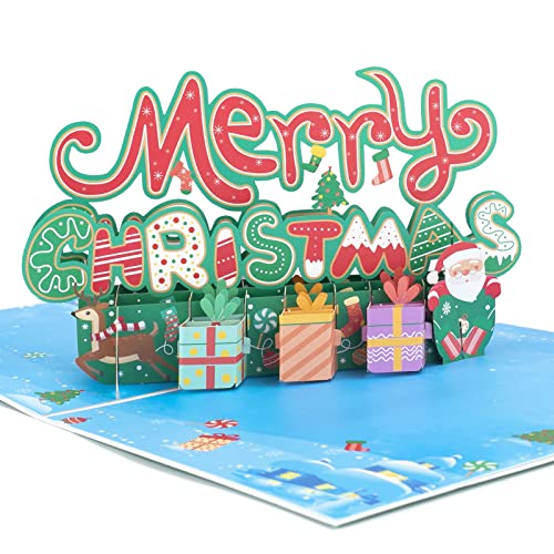 Christmas Cards Frohe Weihnachten Karte Pop up. 3D Weihnachtsgrußkarte mit Umschlag. Lustige handgefertigte Weihnachtskarten für Freunde der Familie am Weihnachts Neujahr. (MerryChristmas) von AirCover