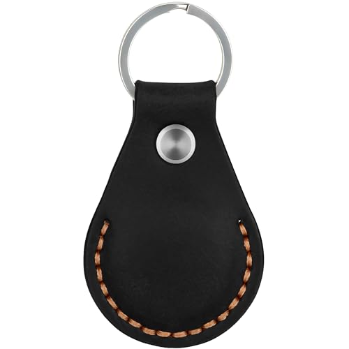AirGear® Airtag Schlüsselanhänger Leder ECHT, Anhänger aus Echtem Leder, Hülle aus Echtleder, kompatibel mit Apple Airtag (Black) von AirGear