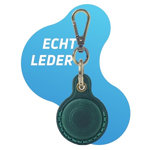 AirGear® RetroDrop - Airtag Schlüsselanhänger Leder ECHT, Airtag Anhänger ECHTES Leder, Airtag Hülle kompatibel mit Apple Airtag, Airtag Halter, Airtag Case, Handmade (Dark Green) von AirGear