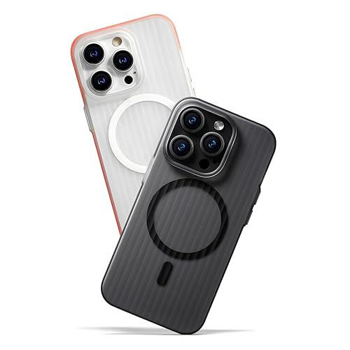 AirGear® Wavy - iPhone 15 Pro Max Hülle MagSafe - Handyhülle, Case - kompatibel mit MagSafe (Grey-Black, iPhone 15 Pro Max) von AirGear