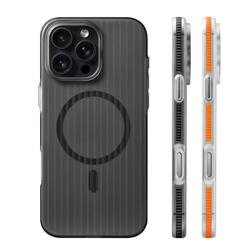 AirGear® Wavy - iPhone 16 Pro Max Hülle MagSafe - Handyhülle iPhone 16 Pro Max, Hülle iPhone 16 Pro Max, iPhone 16 Pro Max Case MagSafe - kompatibel mit Mag-Safe (Grey-Black, iPhone 16 Pro Max) von AirGear
