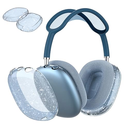 Aircawin Schutzhülle für AirPods Max, transparent, glitzernd, stoßfest, transparent, kratzfest, weiche TPU-Schutzhülle, kein Vergilben, Zubehör für AirPod Max Kopfhörer, blauer Glitzer Aircawin Schutzhülle für AirPods Max, transparent, glitzernd, stoßfest, transparent, kratzfest, weiche TPU-Schutzhülle, kein Vergilben, Zubehör für AirPod Max Kopfhörer, blauer Glitzer von Aircawin