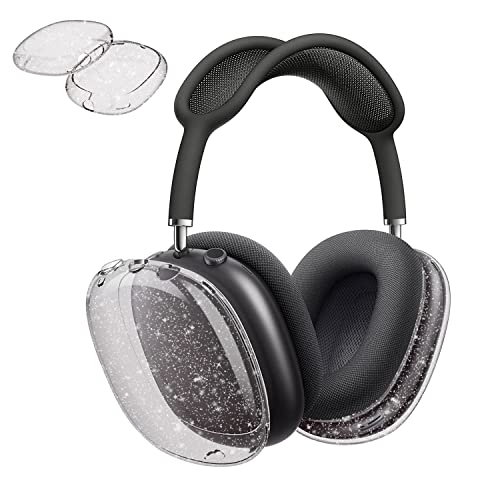 Aircawin Schutzhülle für AirPods Max, transparent, schwarzer Glitzer, transparente Hülle für Airpods Max, stoßfest, kratzfest, weiche TPU-Schutzhülle, kein Vergilben, Zubehör für AirPod Max Kopfhörer Aircawin Schutzhülle für AirPods Max, transparent, schwarzer Glitzer, transparente Hülle für Airpods Max, stoßfest, kratzfest, weiche TPU-Schutzhülle, kein Vergilben, Zubehör für AirPod Max Kopfhörer von Aircawin