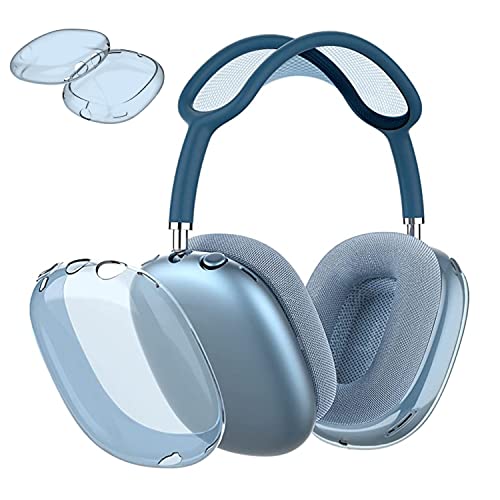Aircawin Schutzhülle für AirPods Max, transparent, stoßfest, für Airpods Max, kratzfest, weiche TPU-Schutzhülle, kein Vergilben, transparentes Zubehör für Apple AirPods Max Kopfhörer, Blau Aircawin Schutzhülle für AirPods Max, transparent, stoßfest, für Airpods Max, kratzfest, weiche TPU-Schutzhülle, kein Vergilben, transparentes Zubehör für Apple AirPods Max Kopfhörer, Blau von Aircawin