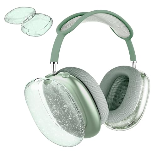 Aircawin Schutzhülle für AirPods Max mit Glitzer, transparent, stoßfest, kratzfest, weiche TPU-Schutzhülle, kein Vergilben, Zubehör für AirPod Max Kopfhörer, grüner Glitzer Aircawin Schutzhülle für AirPods Max mit Glitzer, transparent, stoßfest, kratzfest, weiche TPU-Schutzhülle, kein Vergilben, Zubehör für AirPod Max Kopfhörer, grüner Glitzer von Aircawin