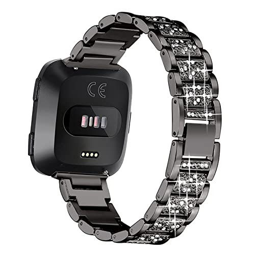 AireWiki Armband Kompatibel mit Fitbit Versa 2 / Versa SE/Versa Lite Armband Edelstahl Für Herren Damen Elegant Metall Uhrenarmband Für Fitbit Versa 2 / Versa SE/Versa Lite (Schwarz) von AireWiki