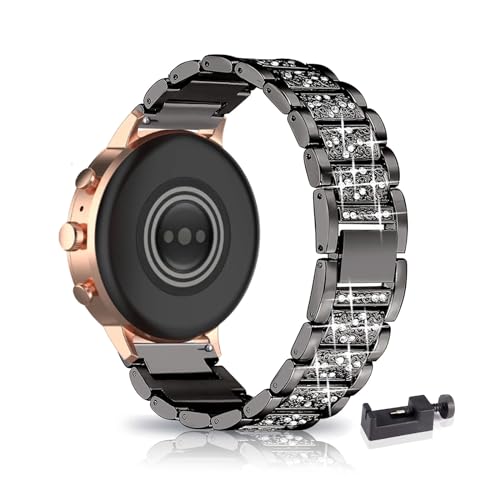 AireWiki Armband Kompatibel mit Fossil Gen 6 Women Hybrid Watch Armband Edelstahl Für Damen Herren Elegant Glänzend Metall Uhrenarmband Für Fossil Gen 6 Women Hybrid Watch (Schwarz) von AireWiki