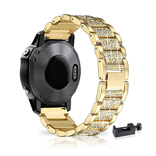 AireWiki Armband Kompatibel mit Garmin Venu 2/ Venu/Venu 2 Plus Armband Edelstahl Für Herren Damen Elegant Metall Uhrenarmband Für Garmin Venu 2/ Venu/Venu 2 Plus (Gold,Venu 2) von AireWiki