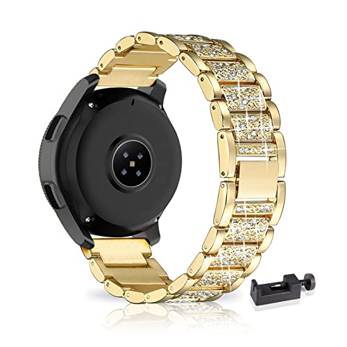 AireWiki Armband Kompatibel mit Samsung Galaxy Watch Gear Sport/Gear S2 Classic Armband Edelstahl Für Herren Damen Elegant Metall Uhrenarmband (Gold) von AireWiki