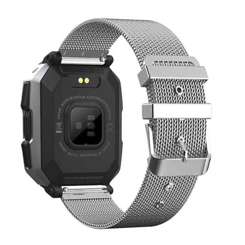 AireWiki Edelstahl Armband Kompatibel mit AMAZTIM C20/ Kospet Tank M1 Pro Armband Metall Mesh Ersatzband Für Herren Damen Für AMAZTIM C20/ Kospet Tank M1 Pro (Silber) von AireWiki