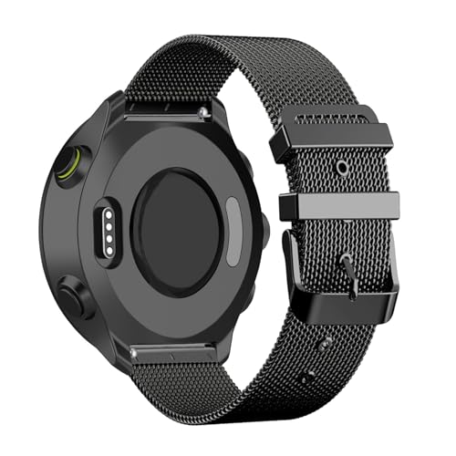 AireWiki Edelstahl Armband Kompatibel mit Garmin Forerunner 255/255 Music Armband Metall Mesh Ersatzband Für Herren Damen Für Garmin Forerunner 255/255 Music (Schwarz) von AireWiki